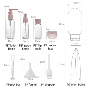 Kit de botellas básicas con tapa para viaje 4 pzas